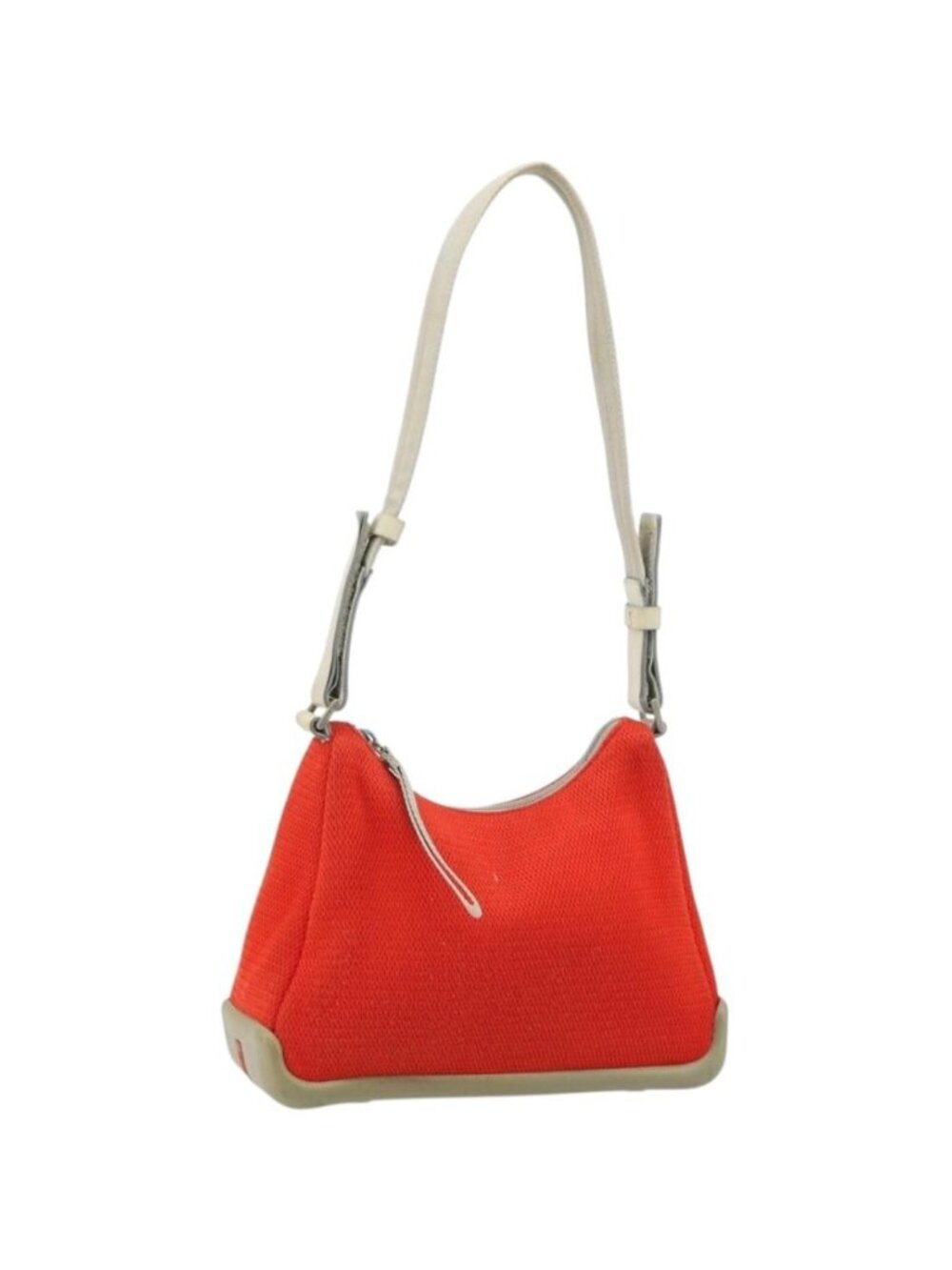 PRADA Sports Shoulder Bag Canvas Orange Silver